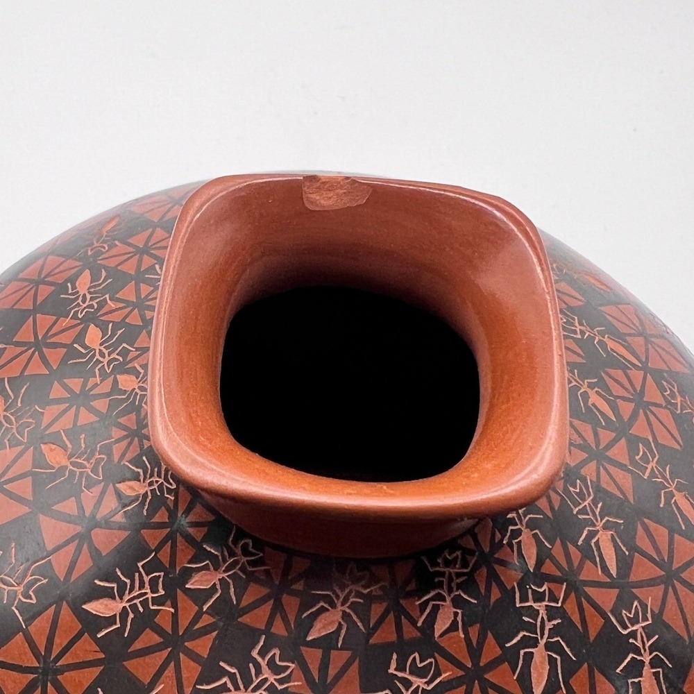 Yoly Ledezma Mata Ortiz Seed Jar 5in Red Black Good Polychrome Ant Pottery - Picture 6 of 8